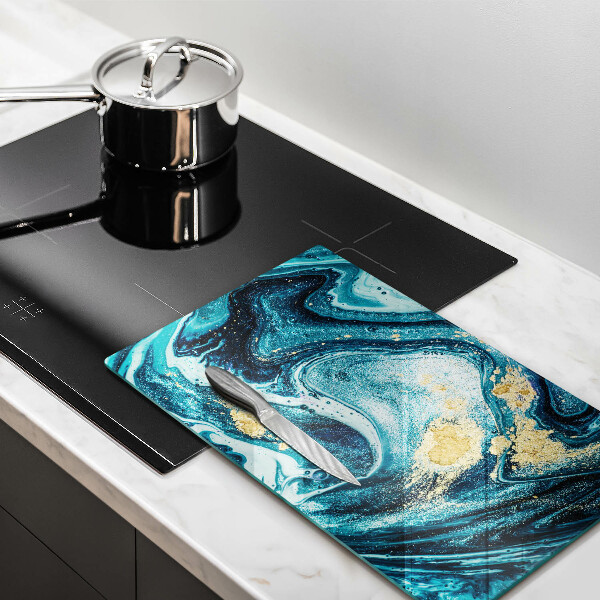 Skleněná krájecí deska Modré zlato abstrakce