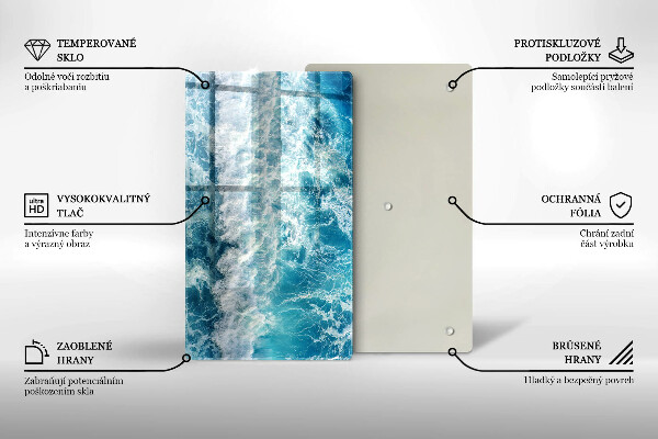 Skleněná krájecí deska Vlny mořské vody