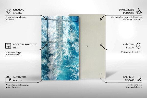 Skleněná krájecí deska Vlny mořské vody