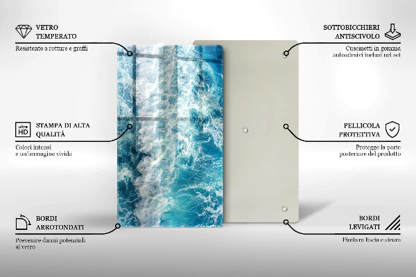 Skleněná krájecí deska Vlny mořské vody
