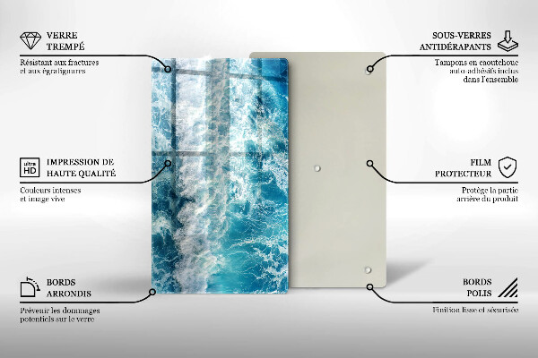 Skleněná krájecí deska Vlny mořské vody