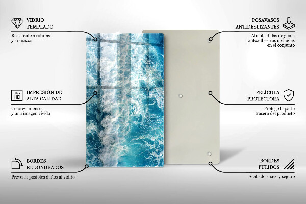 Skleněná krájecí deska Vlny mořské vody