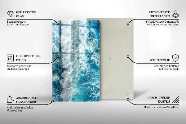 Skleněná krájecí deska Vlny mořské vody