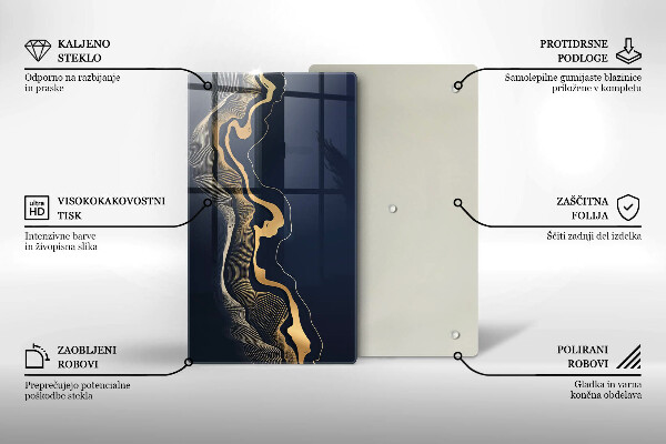 Skleněná deska do kuchyně Abstraktní zlaté čáry