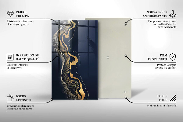 Skleněná deska do kuchyně Abstraktní zlaté čáry