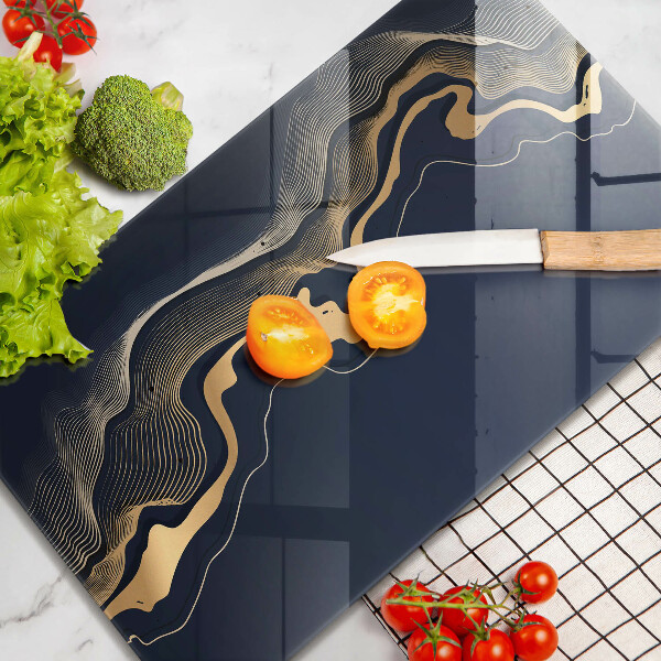 Skleněná deska do kuchyně Abstraktní zlaté čáry