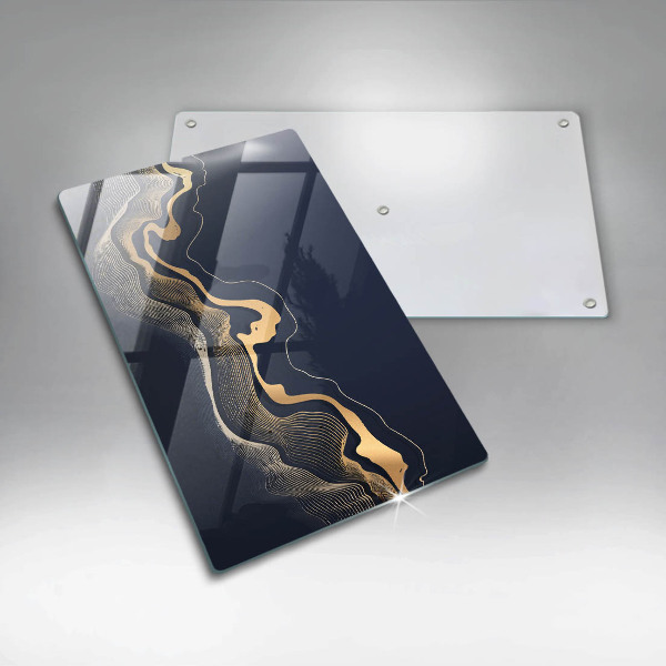 Skleněná deska do kuchyně Abstraktní zlaté čáry