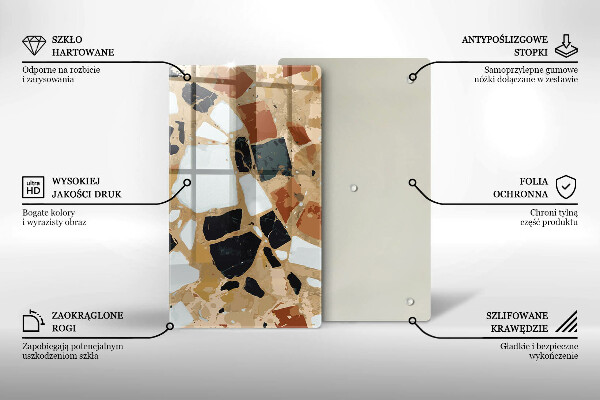 Skleněná krájecí deska Dekorativní kameny talíř