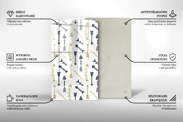 Skleněná deska do kuchyně Vzor boho šipky