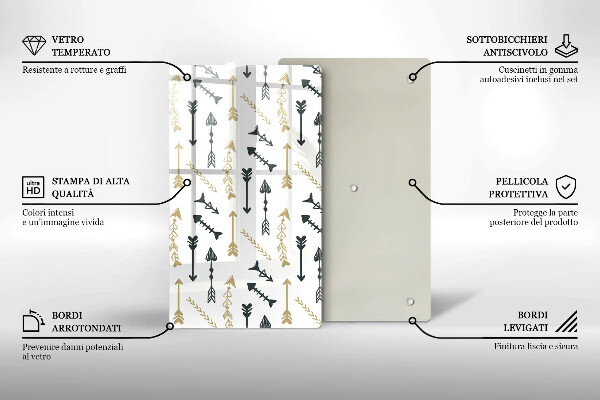 Skleněná deska do kuchyně Vzor boho šipky