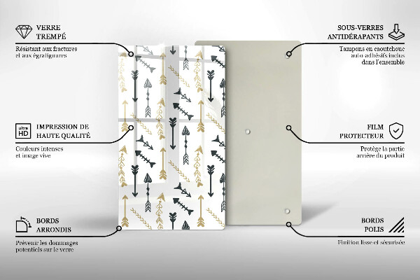 Skleněná deska do kuchyně Vzor boho šipky