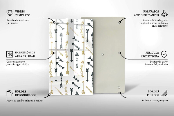 Skleněná deska do kuchyně Vzor boho šipky