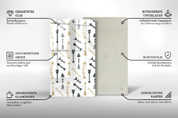 Skleněná deska do kuchyně Vzor boho šipky