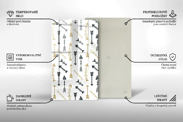 Skleněná deska do kuchyně Vzor boho šipky