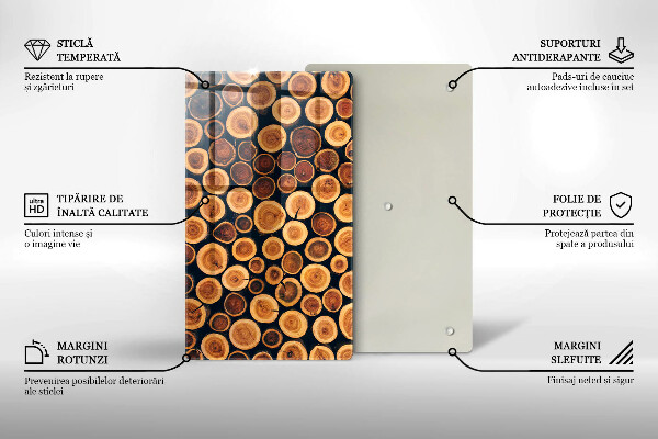 Skleněná deska do kuchyně Dřevěné pařezy
