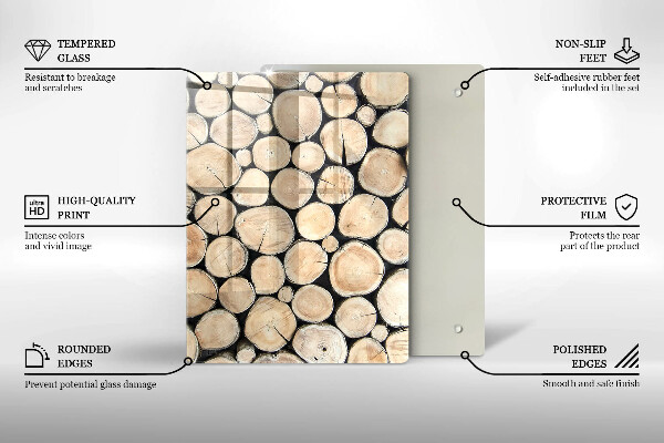 Skleněná deska do kuchyně Dřevěné pařezy