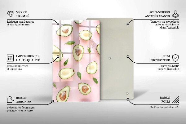 Skleněná deska do kuchyně Avokádový vzor