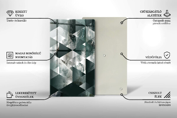 Skleněná deska do kuchyně Trojúhelníky a voda