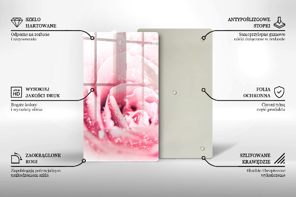 Skleněná deska do kuchyně Kapky rosy a květ růže