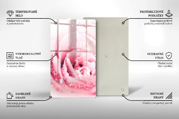 Skleněná deska do kuchyně Kapky rosy a květ růže