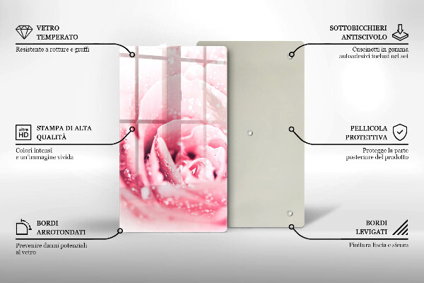 Skleněná deska do kuchyně Kapky rosy a květ růže