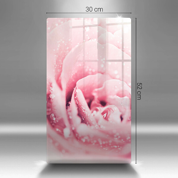 Skleněná deska do kuchyně Kapky rosy a květ růže