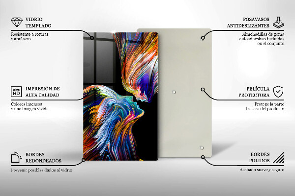 Skleněná deska do kuchyně Polibek abstrakce