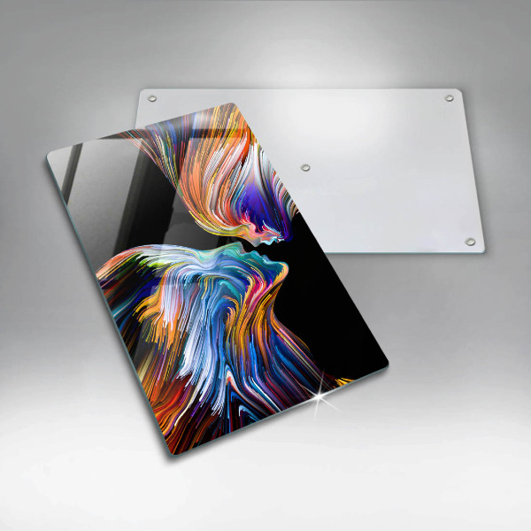 Skleněná deska do kuchyně Polibek abstrakce