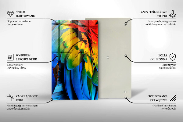 Skleněná deska do kuchyně Barevné papouščí peří