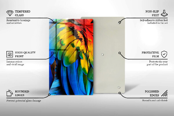 Skleněná deska do kuchyně Barevné papouščí peří