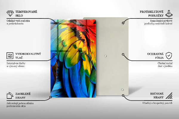 Skleněná deska do kuchyně Barevné papouščí peří