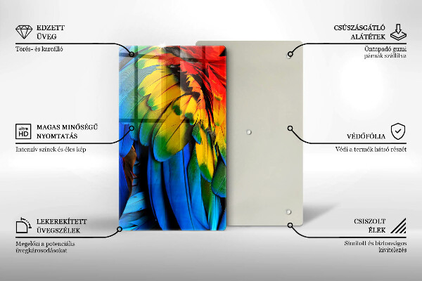 Skleněná deska do kuchyně Barevné papouščí peří