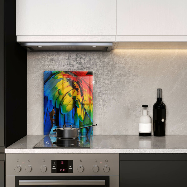 Skleněná deska do kuchyně Barevné papouščí peří