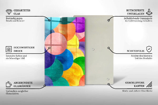 Skleněná deska do kuchyně Barevné kruhy