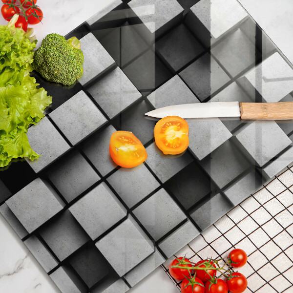 Skleněná deska do kuchyně Abstraktní 3d čtverce