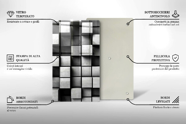 Skleněná deska do kuchyně Abstraktní 3d čtverce