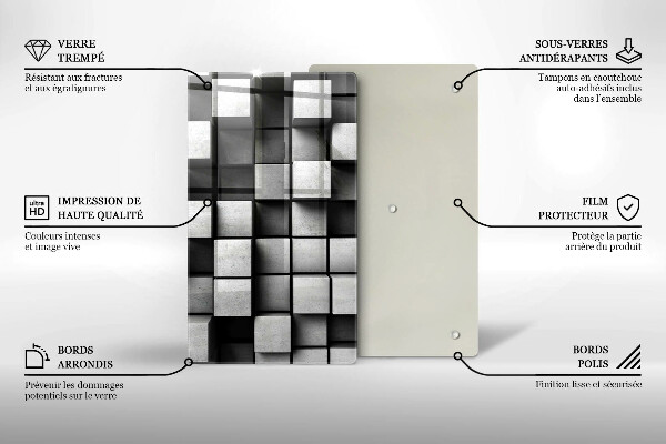 Skleněná deska do kuchyně Abstraktní 3d čtverce