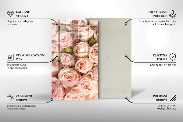 Skleněná deska do kuchyně Kytice jemných růží