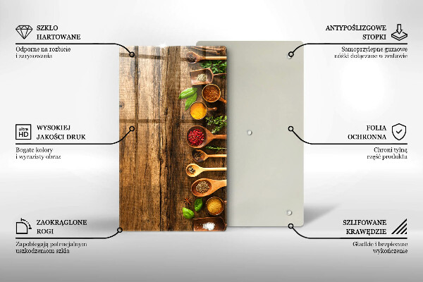 Skleněná deska do kuchyně Dřevěné lžíce koření