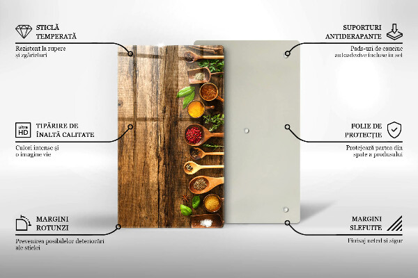 Skleněná deska do kuchyně Dřevěné lžíce koření