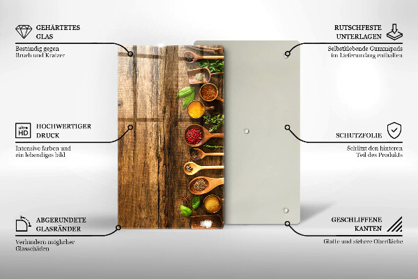 Skleněná deska do kuchyně Dřevěné lžíce koření