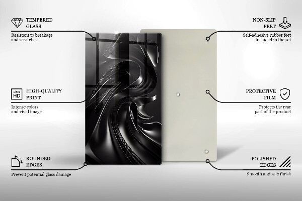 Skleněná krájecí deska Abstraktní černá hmota