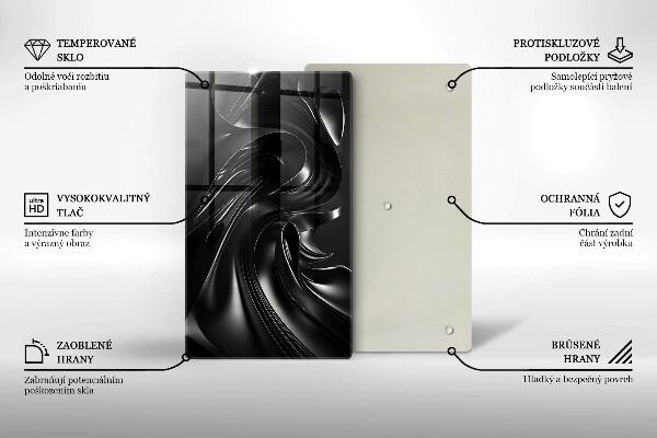 Skleněná krájecí deska Abstraktní černá hmota