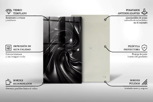 Skleněná krájecí deska Abstraktní černá hmota