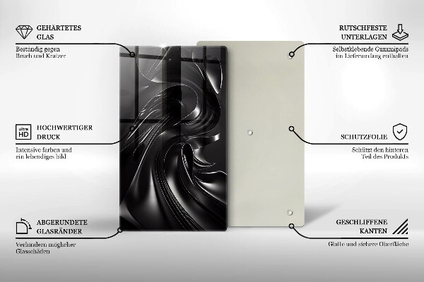 Skleněná krájecí deska Abstraktní černá hmota