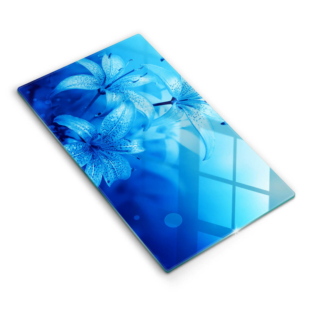 Skleněná krájecí deska Modré květy