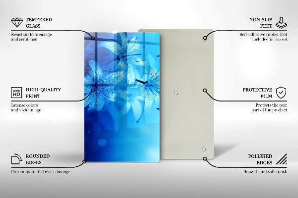 Skleněná krájecí deska Modré květy