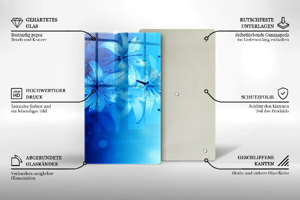 Skleněná krájecí deska Modré květy