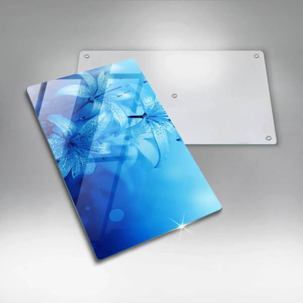 Skleněná krájecí deska Modré květy