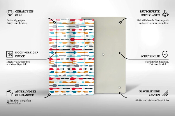 Skleněná krájecí deska Ilustrace lžíce